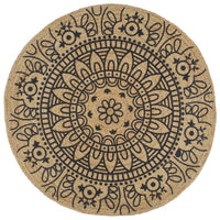 Thumbnail for Teppich Handgefertigt Jute mit Dunkelblauem Aufdruck 150 cm