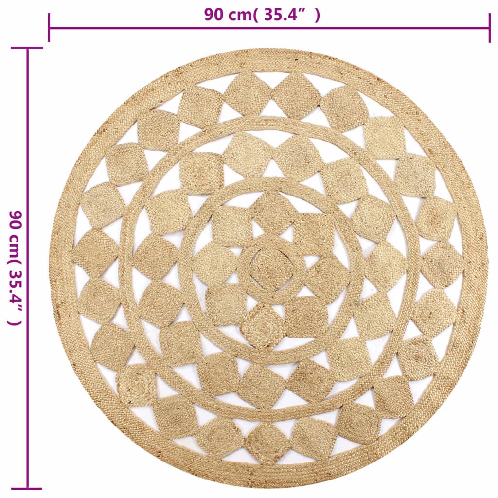 Teppich Handgefertigt Jute Geflochten 90 cm