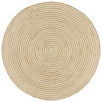 Thumbnail for Teppich Handgefertigt Jute mit Spiralen-Design Weiß 90 cm