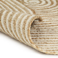 Thumbnail for Teppich Handgefertigt Jute mit Spiralen-Design Weiß 90 cm