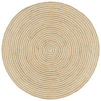 Thumbnail for Teppich Handgefertigt Jute mit Spiralen-Design Weiß 120 cm
