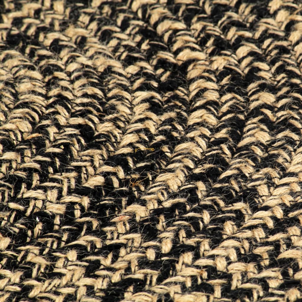Teppich Handgefertigt Jute Schwarz und Natur 150 cm