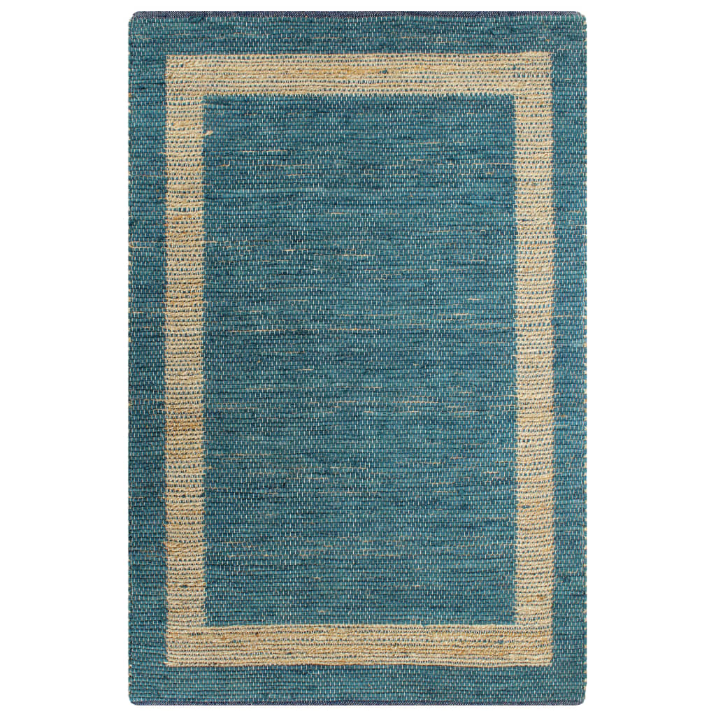 Teppich Handgefertigt Jute Blau 80x160 cm