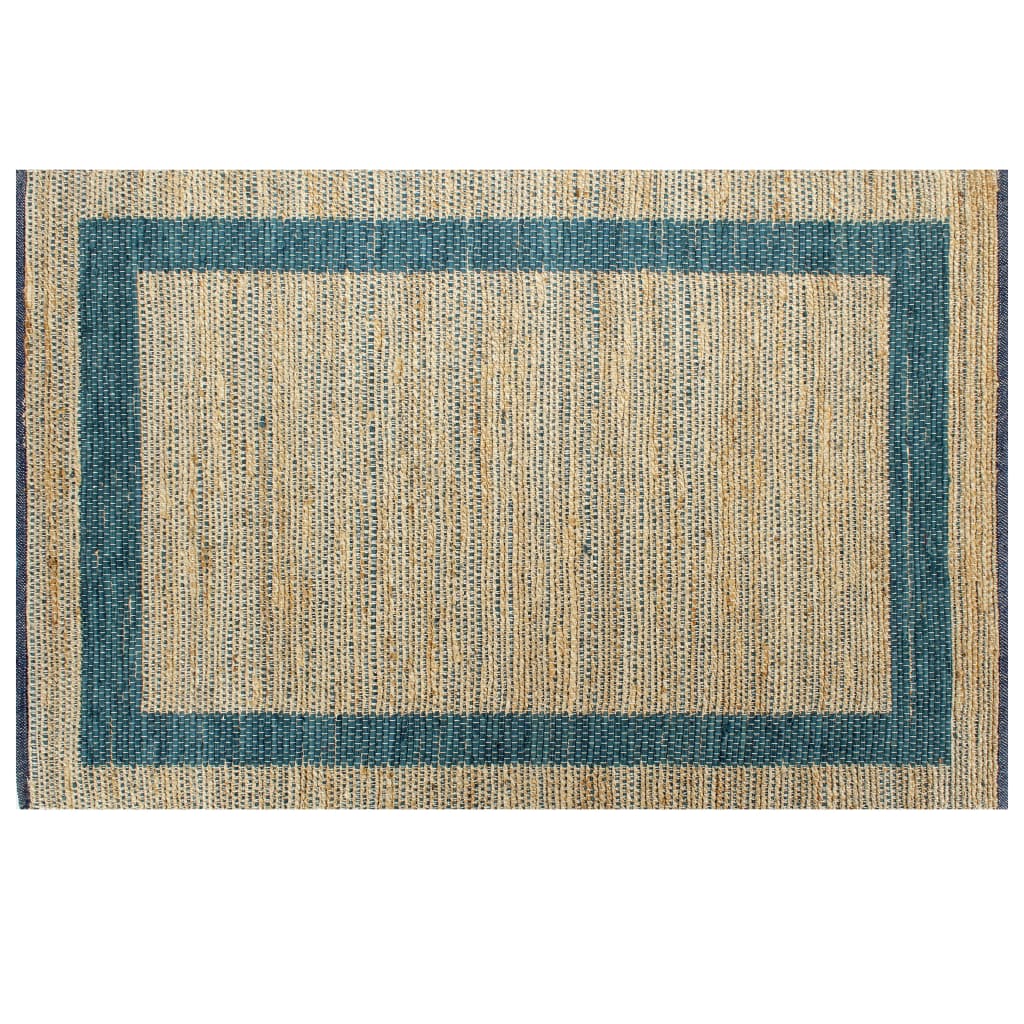 Teppich Handgefertigt Jute Blau 80x160 cm