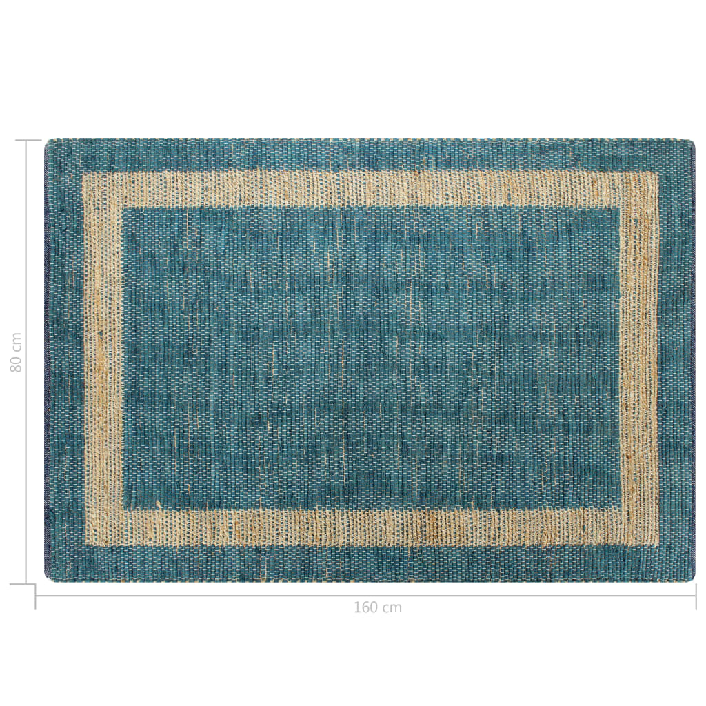 Teppich Handgefertigt Jute Blau 80x160 cm