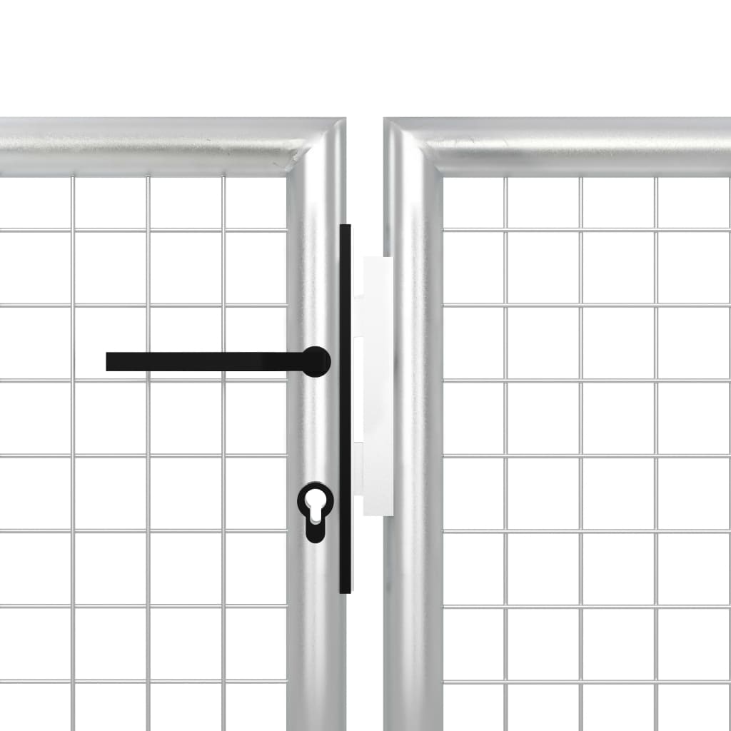 Gartentor Stahl 350 x 100 cm Silbern