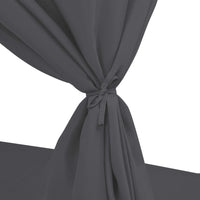 Thumbnail for Outdoor-Lounge-Bett mit Vorhängen Poly Rattan Grau