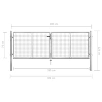 Thumbnail for Gartentor Verzinkter Stahl 306 x 125 cm Silbern
