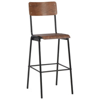 Thumbnail for Barhocker 2 Stk. Braun Massives Sperrholz Stahl