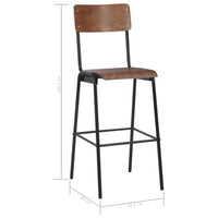 Thumbnail for Barhocker 2 Stk. Braun Massives Sperrholz Stahl