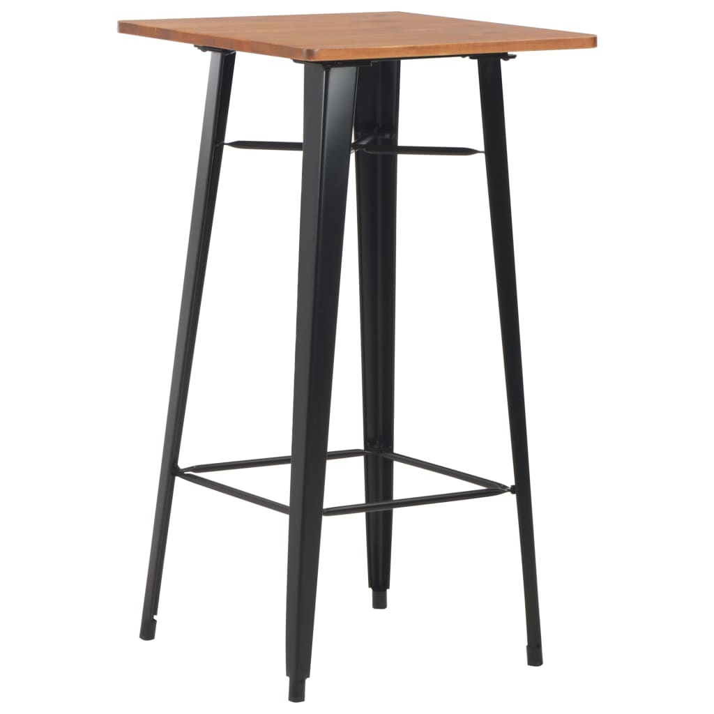 Bartisch Schwarz 60×60×108 cm Kiefer-Massivholz Stahl