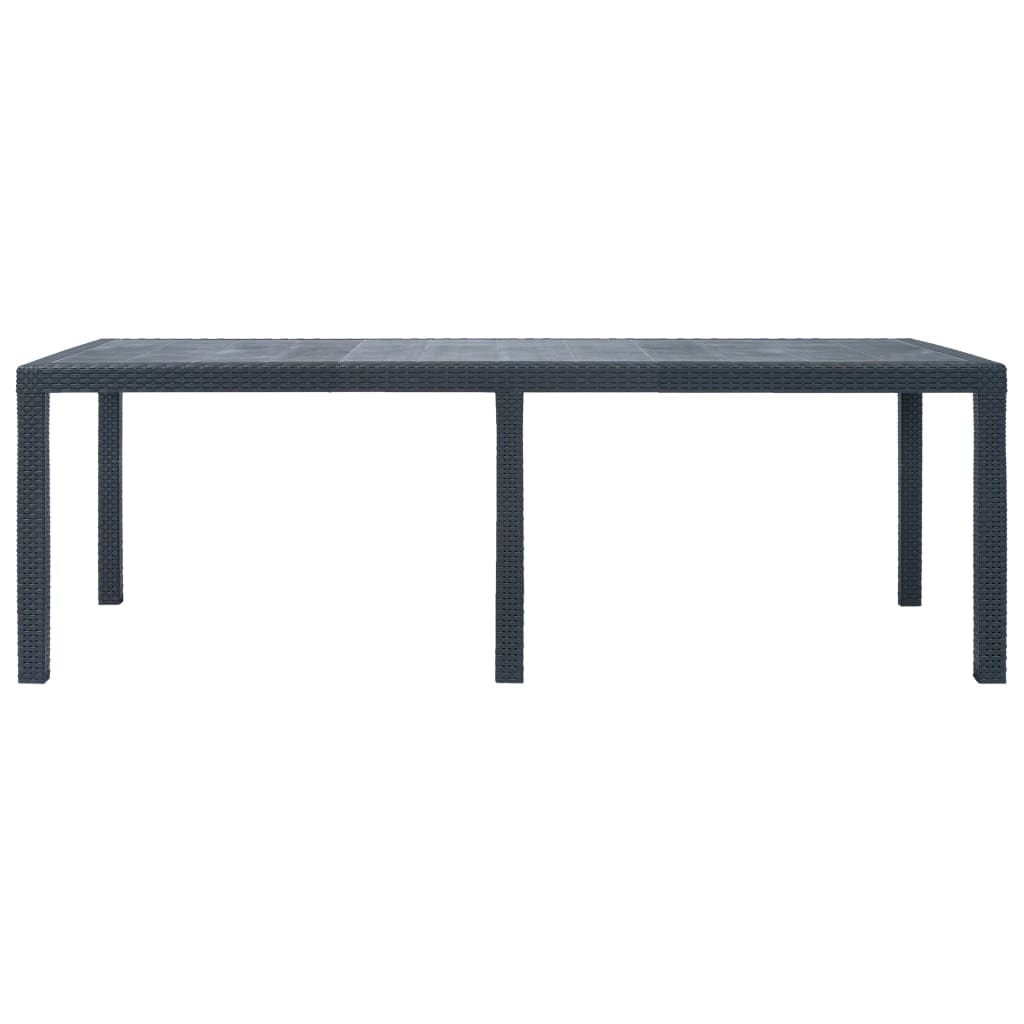 Gartentisch Anthrazit 220 x 90 x 72 cm Kunststoff Rattan-Optik