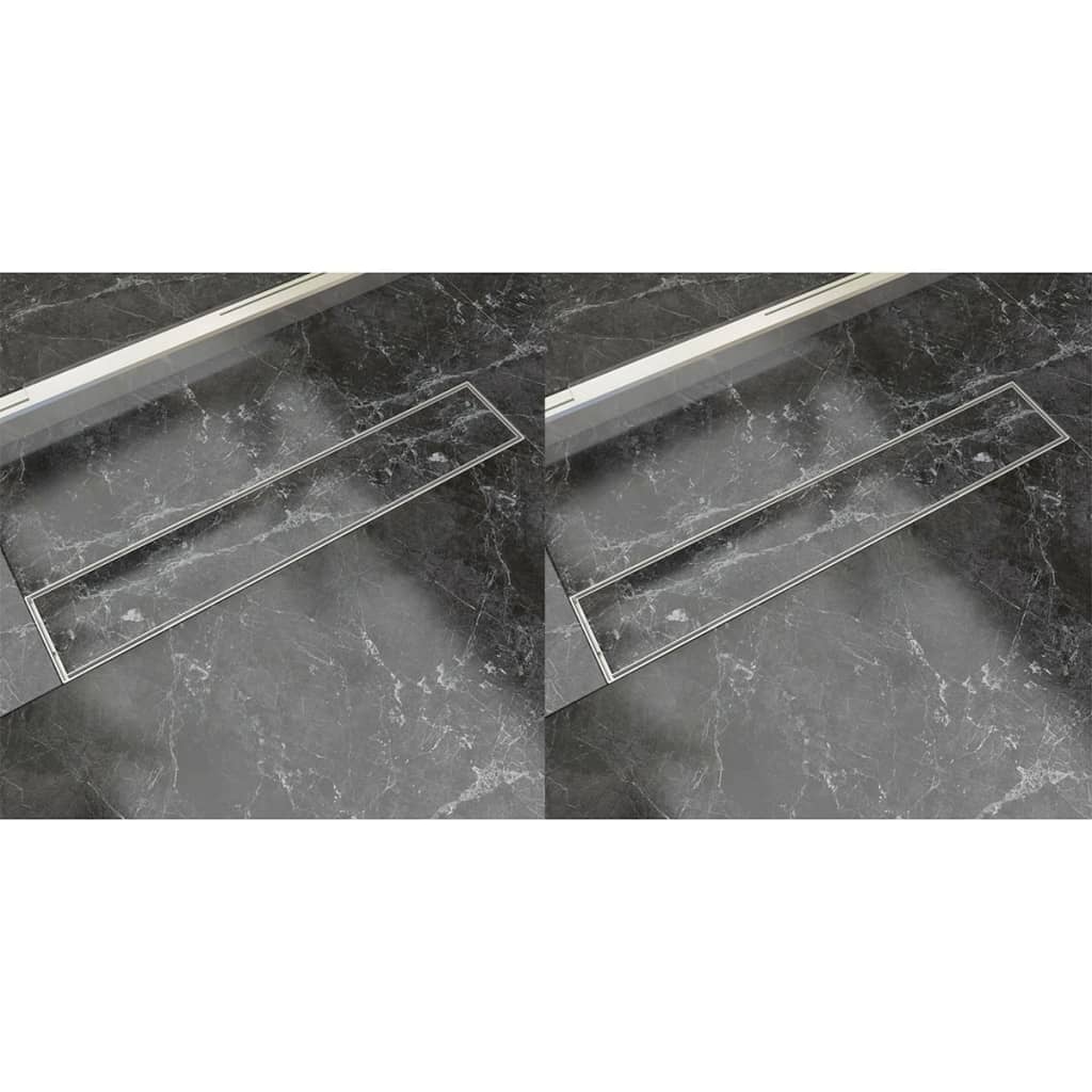 Lineare Duschrinnen 2 Stk. 630 x 140 mm Edelstahl