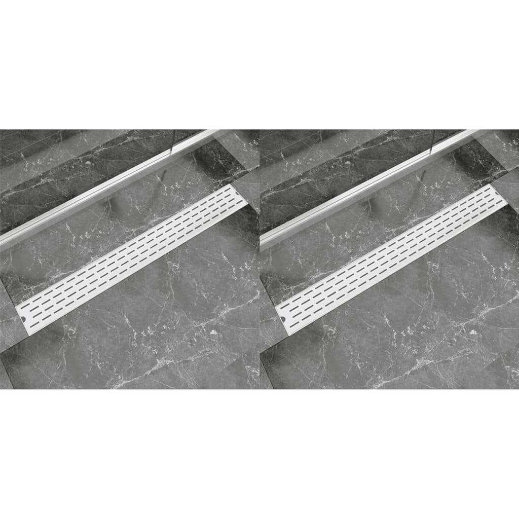 Lineare Duschrinnen 2 Stk. Linien 930 x 140 mm Edelstahl