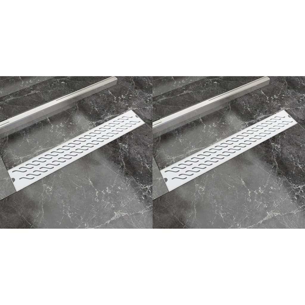 Lineare Duschrinnen 2 Stk. Wellen 730 x 140 mm Edelstahl