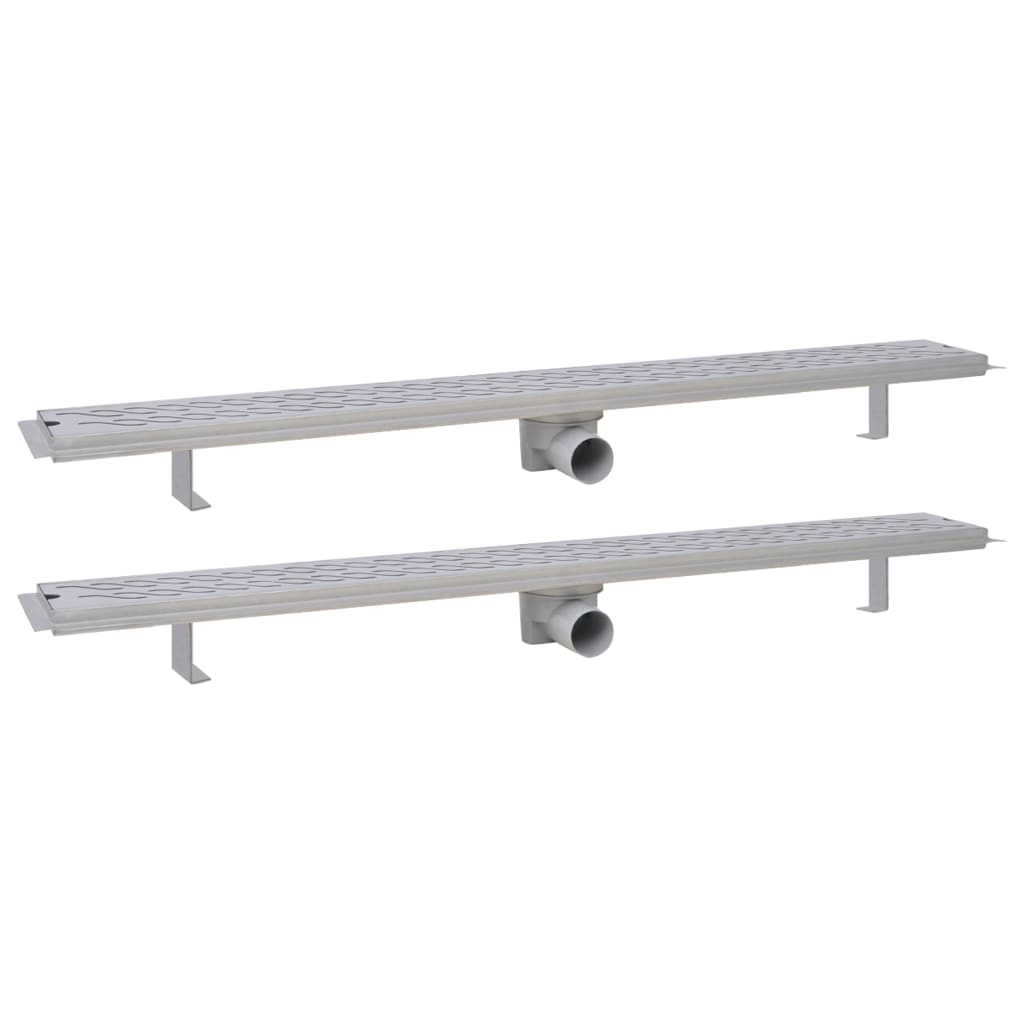 Lineare Duschrinnen 2 Stk. Wellen 1030 x 140 mm Edelstahl