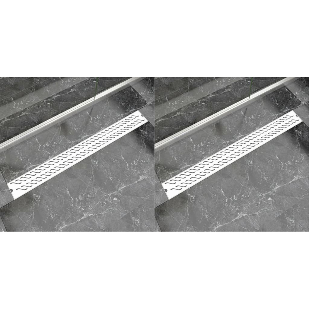 Lineare Duschrinnen 2 Stk. Wellen 1030 x 140 mm Edelstahl