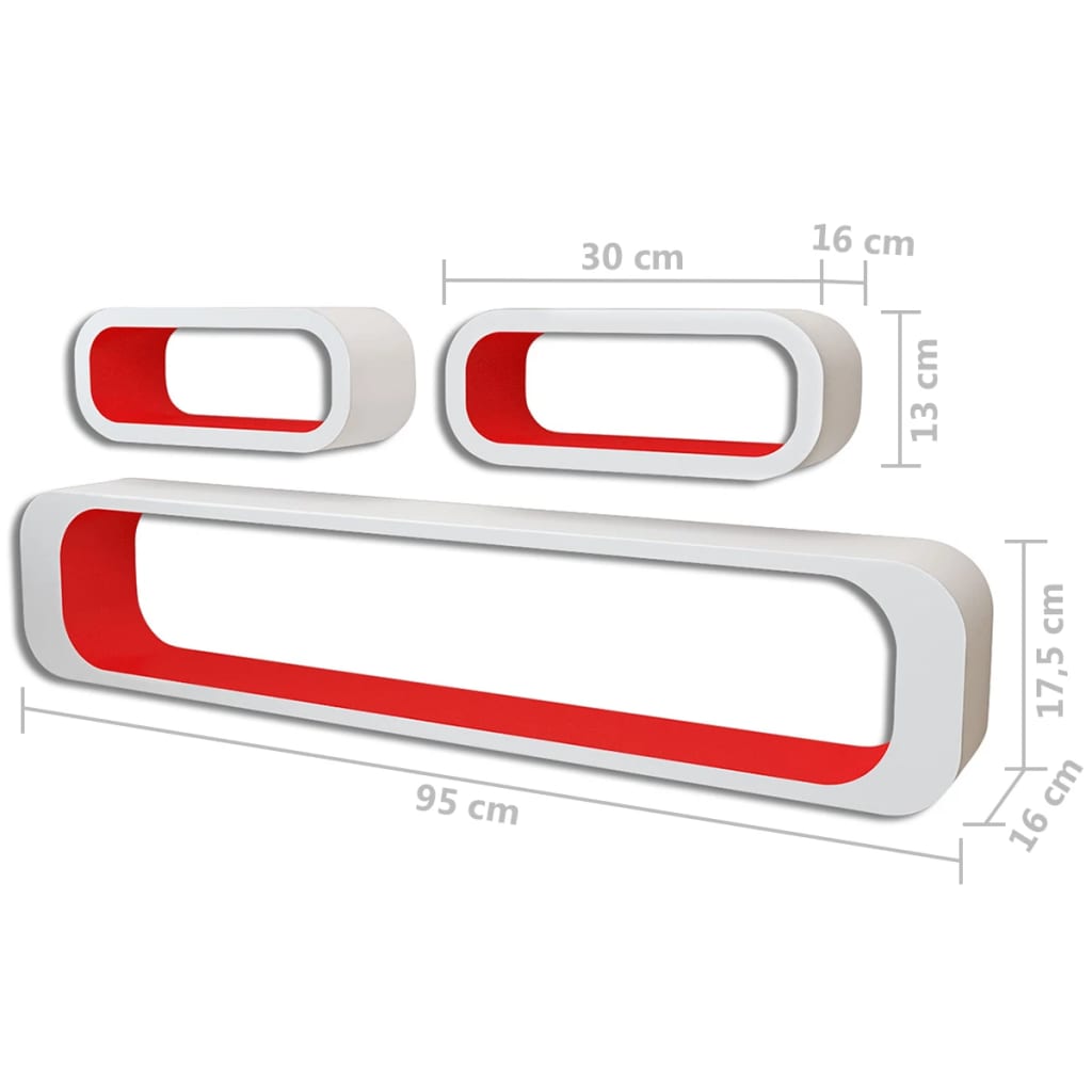 Wandregale Regalwürfel 6 Stk. Rot und Weiß