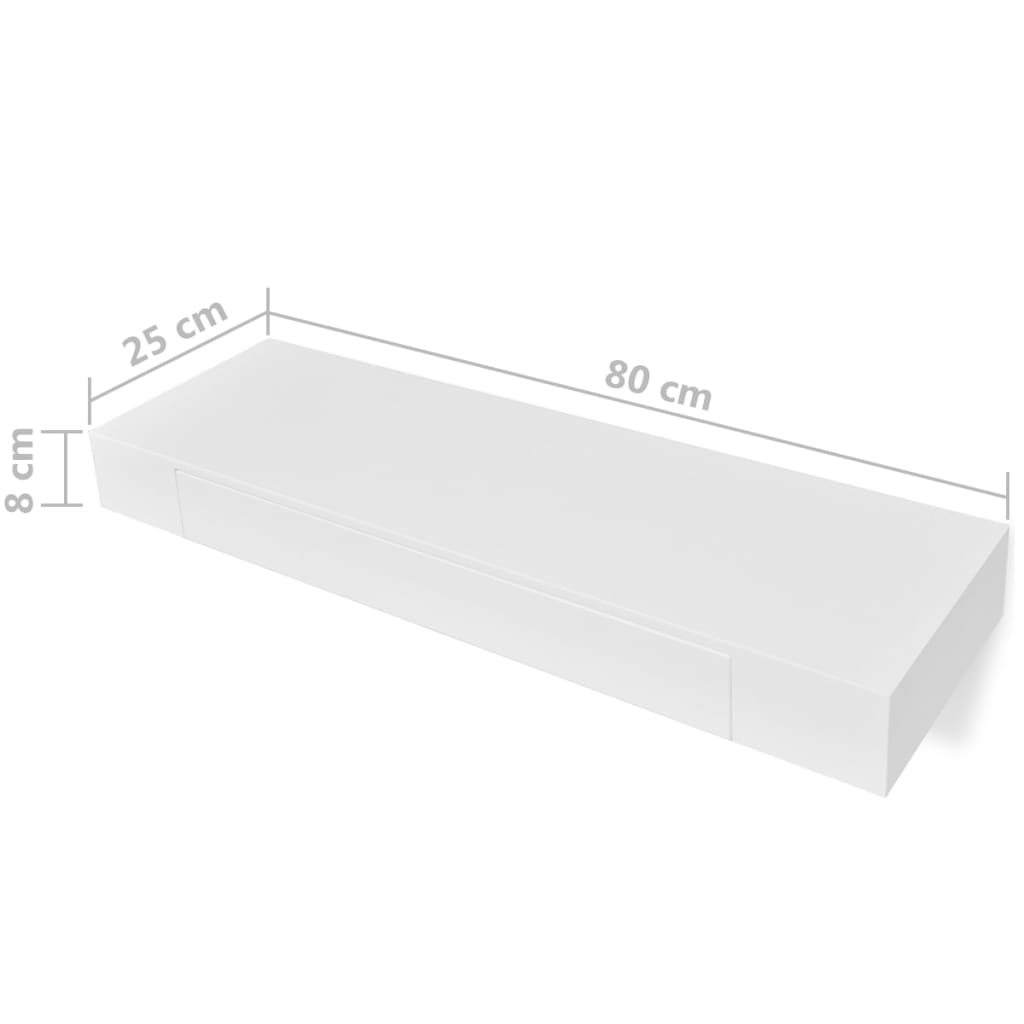 Wandregal Hängeregal mit Schubladen 2 Stk. Weiß 80 cm