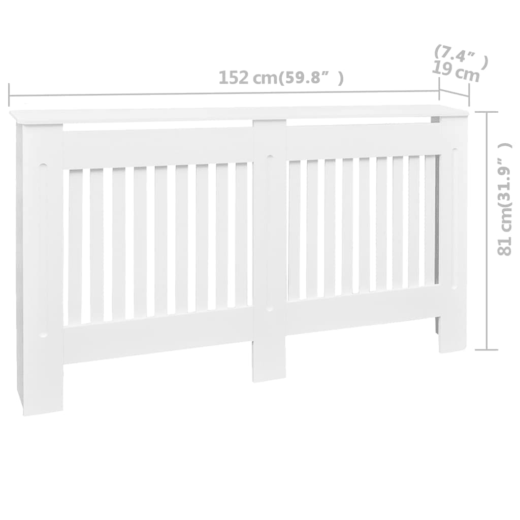 Heizkörperabdeckung 2 Stk. Weiß MDF 152 cm