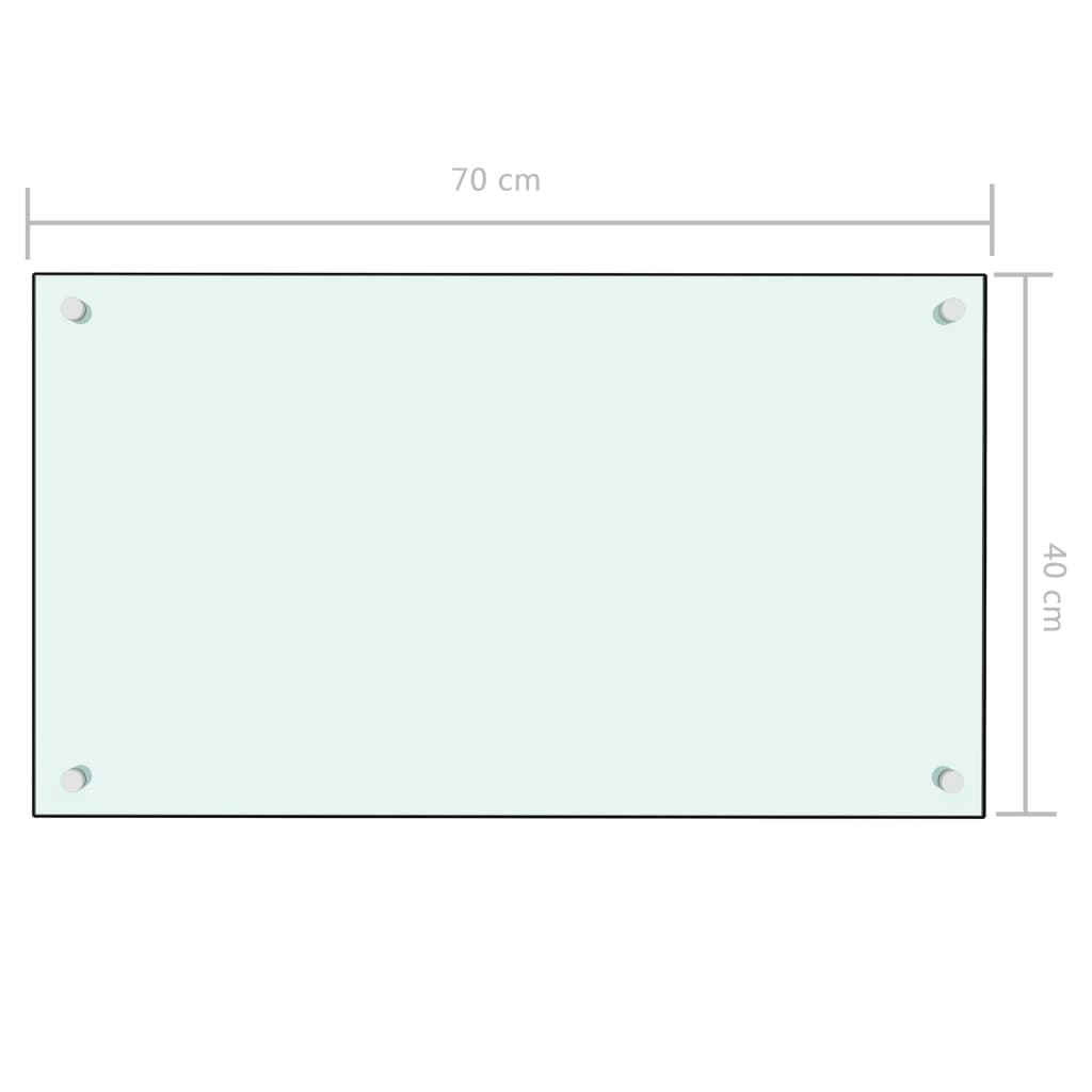 Küchenrückwand Weiß 70x40 cm Hartglas