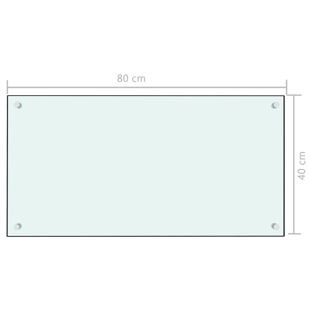 Küchenrückwand Weiß 80x40 cm Hartglas