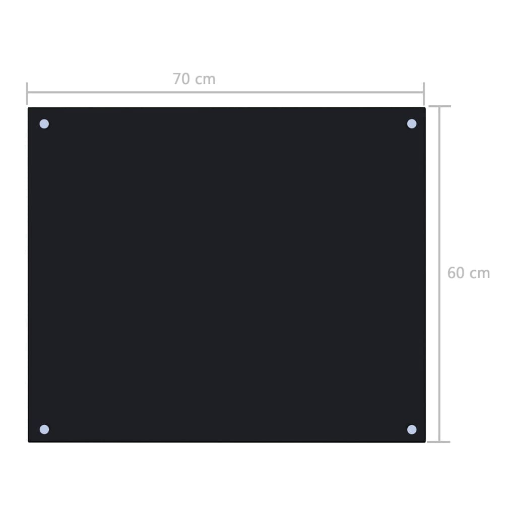 Küchenrückwand Schwarz 70x60 cm Hartglas