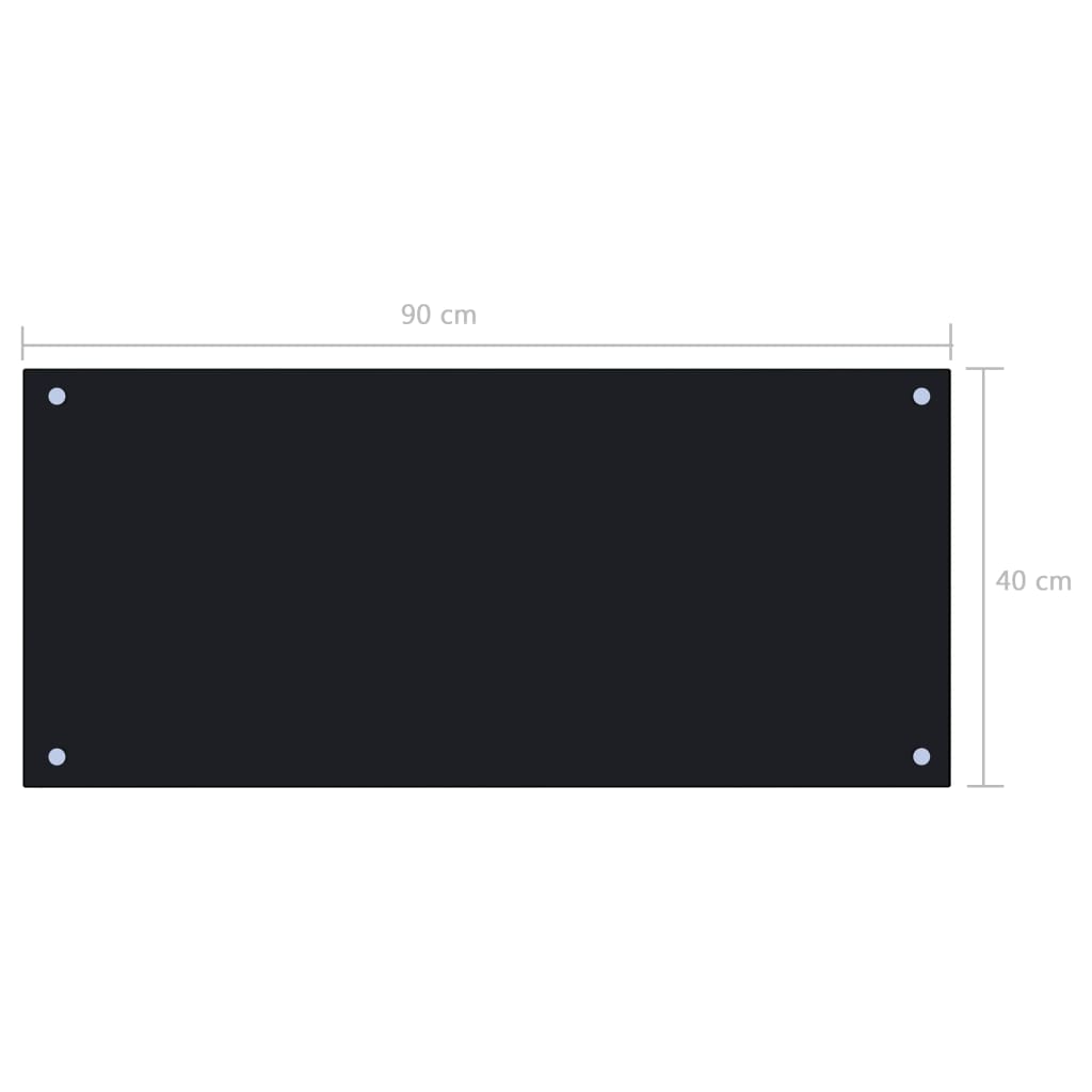 Küchenrückwand Schwarz 90x40 cm Hartglas