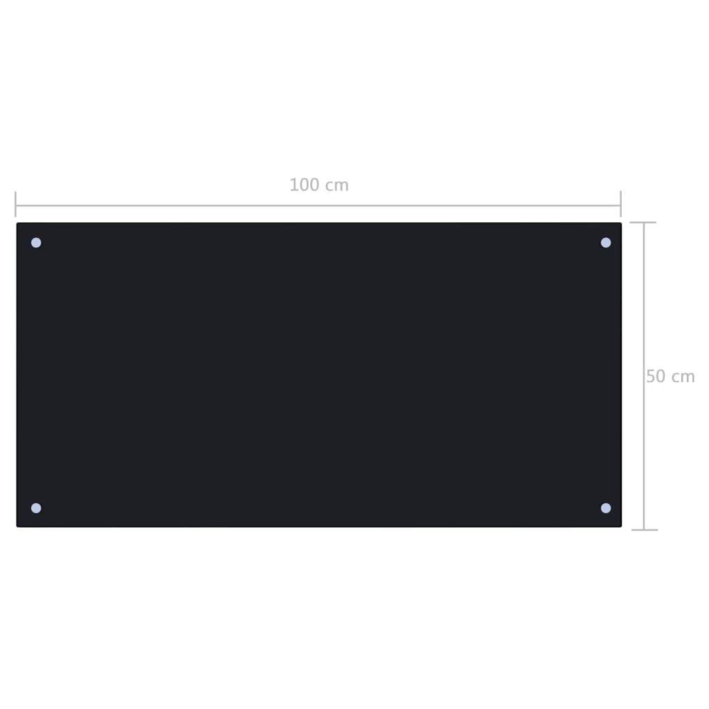 vidaXL Küchenrückwand Schwarz 100x50 cm Hartglas