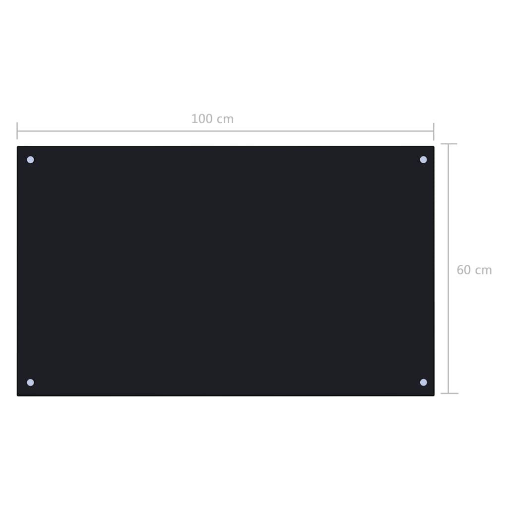 vidaXL Küchenrückwand Schwarz 100x60 cm Hartglas