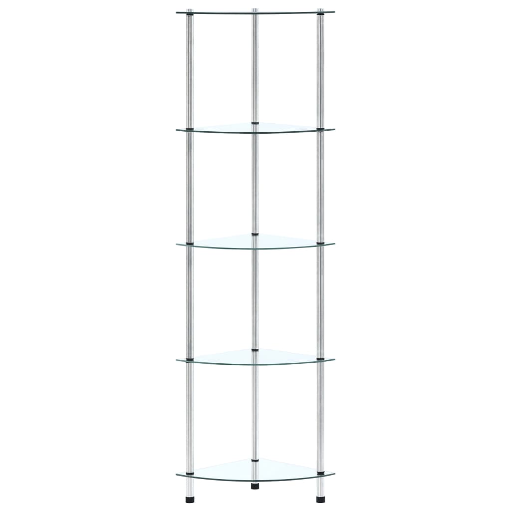 Regal mit 5 Ablagen Transparent 30x30x130 cm Hartglas