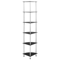 Thumbnail for Regal mit 6 Ablagen Schwarz 30x30x160 cm Hartglas