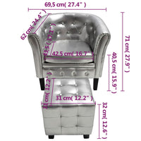 Thumbnail for Sessel mit Fußhocker Silbern Kunstleder