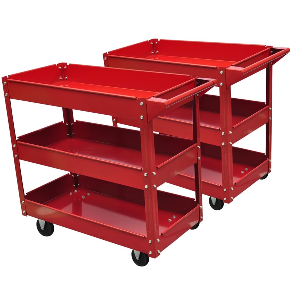 140157 vidaXL Workshop Tool Trolleys with 3 Shelves 2 pcs