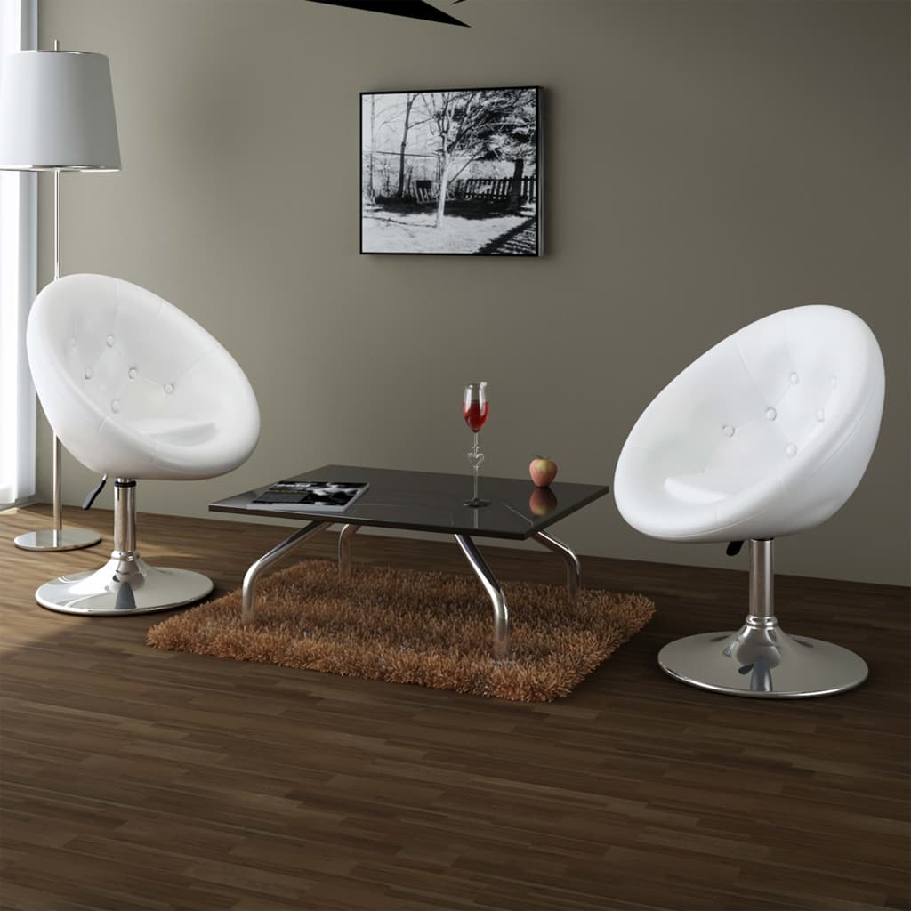 Barhocker 2 Stk. Weiß Kunstleder