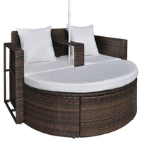 Thumbnail for Gartenbett mit Sonnenschirm Braun Poly Rattan