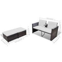 Thumbnail for 4-tlg. Garten-Lounge-Set mit Auflagen Poly Rattan Braun