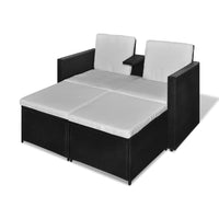 Thumbnail for 4-tlg. Garten-Lounge-Set mit Auflagen Poly Rattan Schwarz