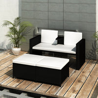 Thumbnail for 4-tlg. Garten-Lounge-Set mit Auflagen Poly Rattan Schwarz
