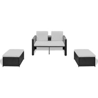 Thumbnail for 4-tlg. Garten-Lounge-Set mit Auflagen Poly Rattan Schwarz
