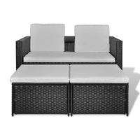 Thumbnail for 4-tlg. Garten-Lounge-Set mit Auflagen Poly Rattan Schwarz