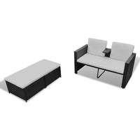 Thumbnail for 4-tlg. Garten-Lounge-Set mit Auflagen Poly Rattan Schwarz