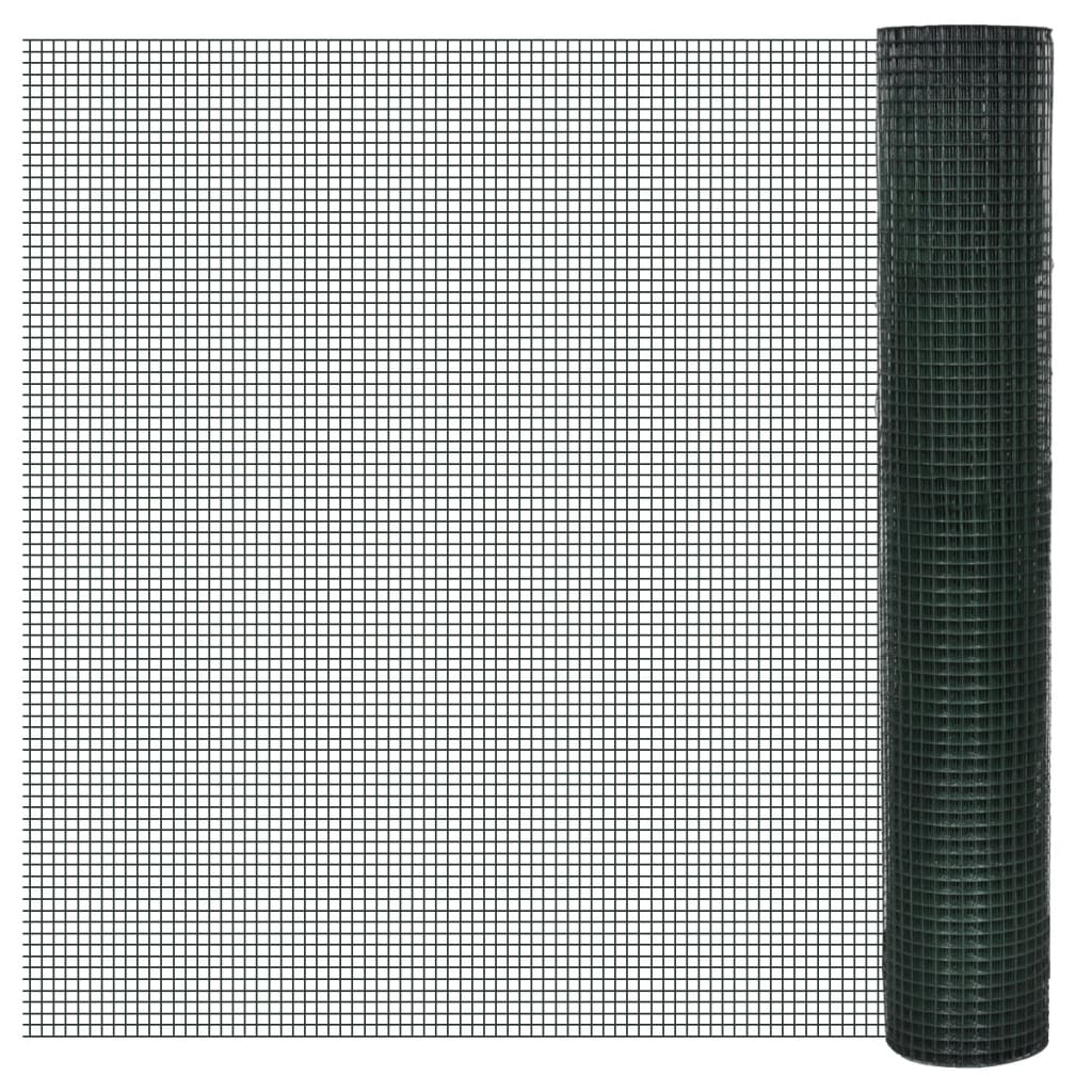 Drahtzaun für Hühner Verzinkt mit PVC-Beschichtung 25x1 m Grün
