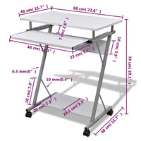 Thumbnail for Computertisch Computerwagen PC Tisch Bürotisch Laptop auf Rollen weiß