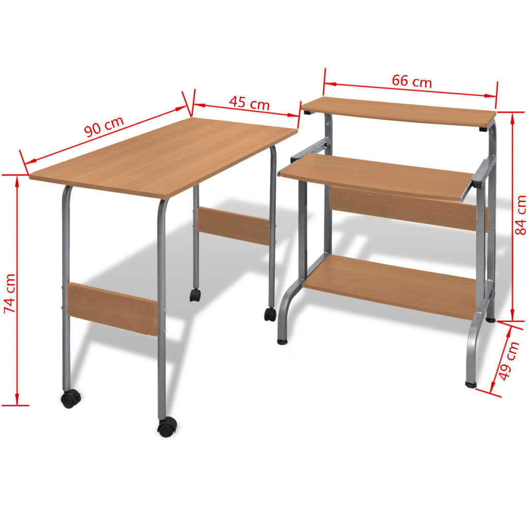 Computertisch Schreibtisch Computerwagen PC Tisch Bürotisch Braun