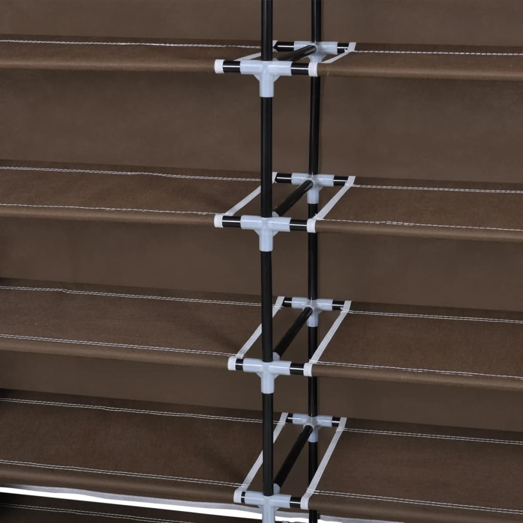 Stoff Schuhschrank mit Abdeckung 115 x 28 x 110 cm Braun