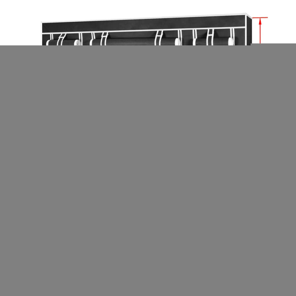 Stoffschrank mit Fächern Kleiderstangen 45×150×176 cm Schwarz
