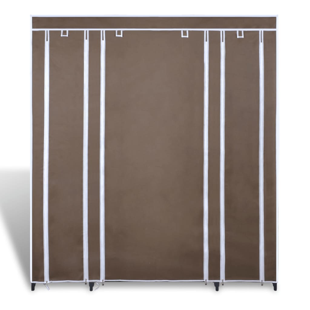 Stoffschrank mit Fächern und Stangen 45×150×176 cm Braun