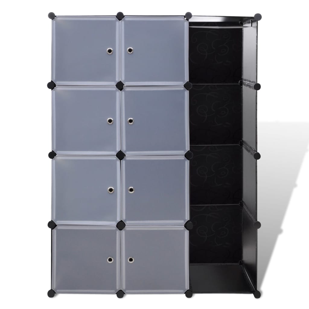 Modularer Schrank mit 9 Fächern 37×115×150 cm Schwarz und Weiß