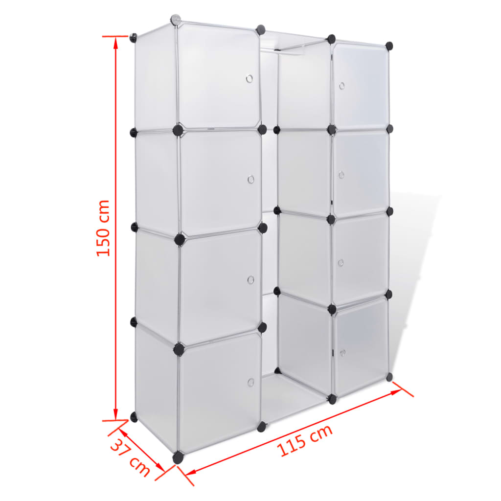 Modularer Schrank mit 9 Fächern 37×115×150 cm Weiß